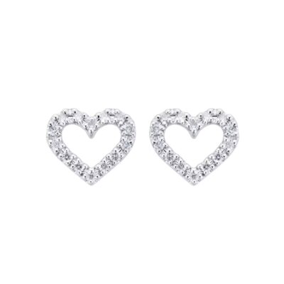 9ct White Gold 0.15cttw Open Heart Stud Earrings