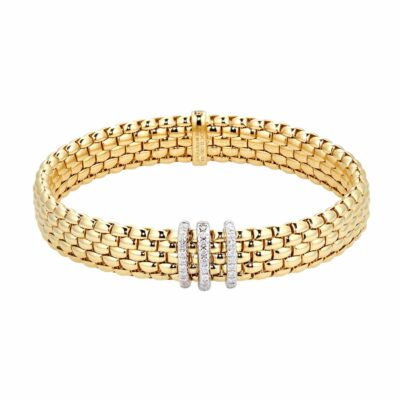 18ct Yellow Gold Panorama Pave 0.23cttw Diamond Bracelet