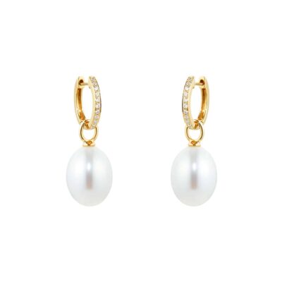 Kiki Classics 18ct Yellow Gold, Pearl Drops With 0.13cttw Diamond Hoop