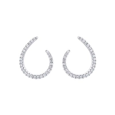 9ct White Gold 0.25cttw Diamond Open Hoop Earrings