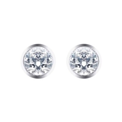 Silver & Diamond 0.10ct Besel Stud Earrings